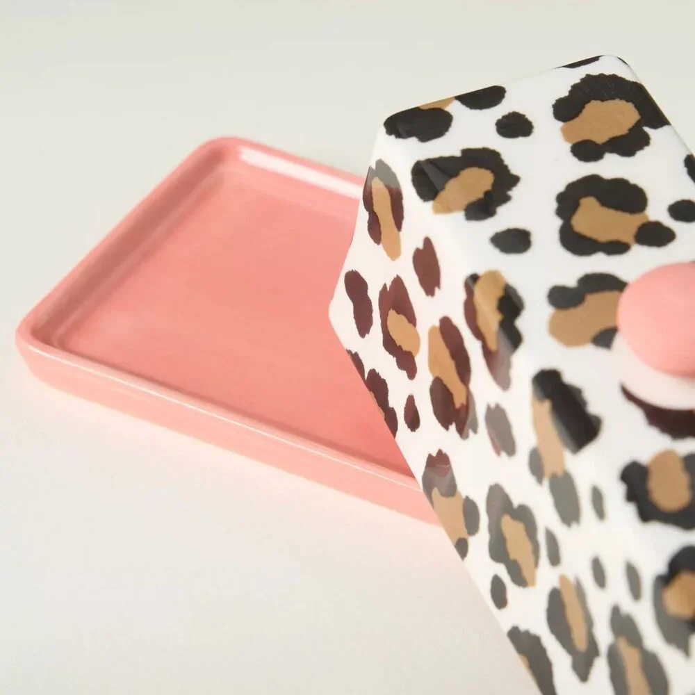 NEW Anthropologie Chintzware Leopard Stoneware Butter Dish